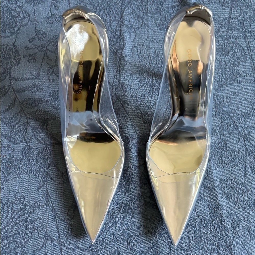 Cinder-F*cking-rella good American silver/clear pumps - Picture 2 of 8